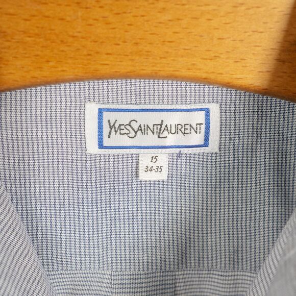 Vintage Yves Saint Laurent Shirt | YSL | Blue Gray Button Down | 15 - Picture 5 of 5